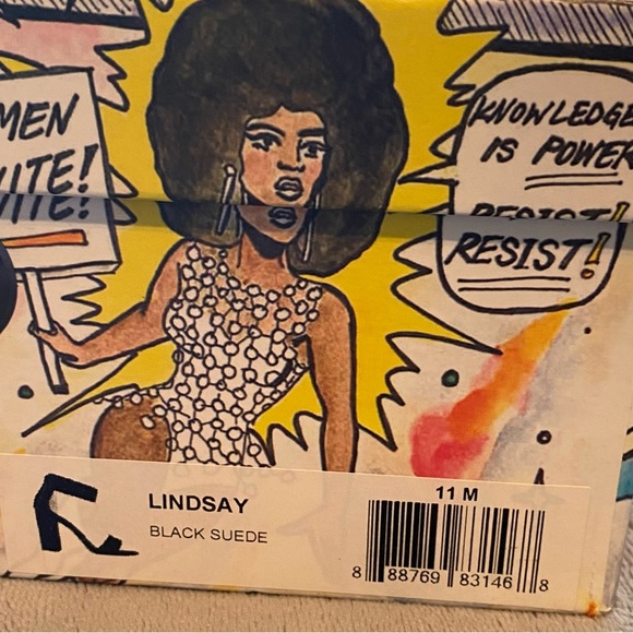 Black suede high heel sandals with Velcro ankle strap. - Picture 2 of 5